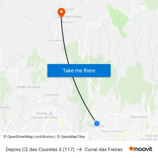 Depois CZ das Courelas  S (117) to Curral das Freiras map