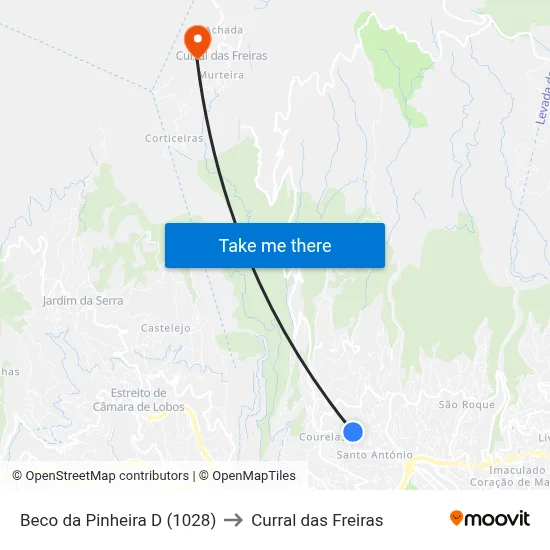 Beco da Pinheira  D (1028) to Curral das Freiras map