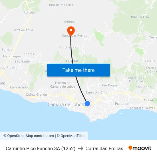 Caminho Pico Funcho  3A (1252) to Curral das Freiras map