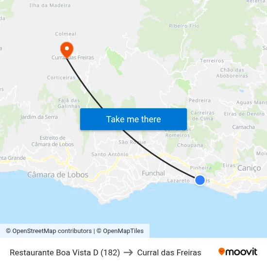 Restaurante Boa Vista  D (182) to Curral das Freiras map