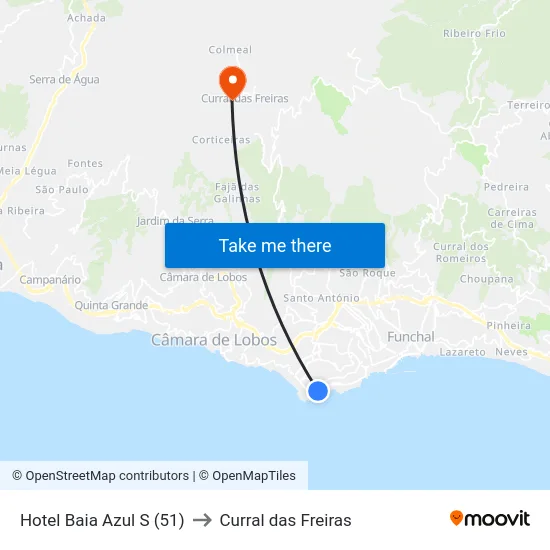 Hotel Baia Azul  S (51) to Curral das Freiras map