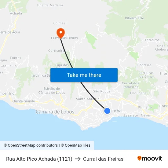 Rua Alto Pico  Achada (1121) to Curral das Freiras map