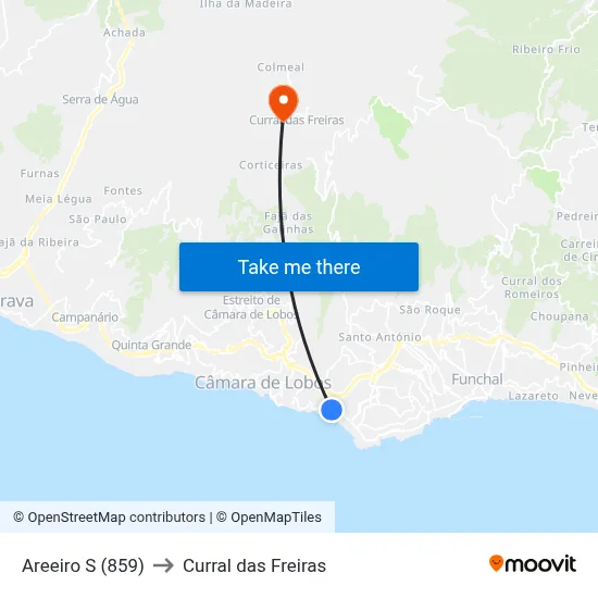 Areeiro  S (859) to Curral das Freiras map