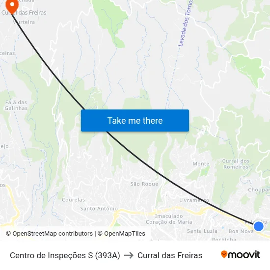 Centro de Inspeções  S (393A) to Curral das Freiras map