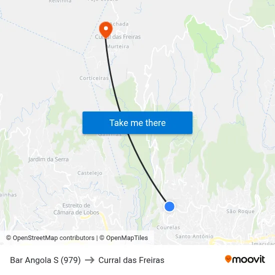 Bar Angola  S (979) to Curral das Freiras map