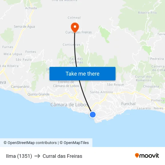 Ilma (1351) to Curral das Freiras map
