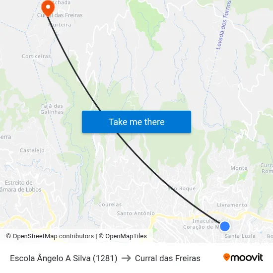 Escola Ângelo A Silva (1281) to Curral das Freiras map