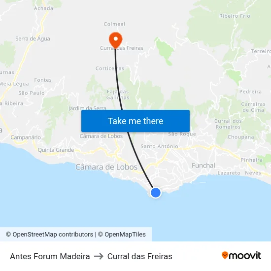 Antes Forum Madeira to Curral das Freiras map