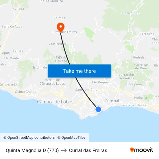 Quinta Magnólia  D (770) to Curral das Freiras map