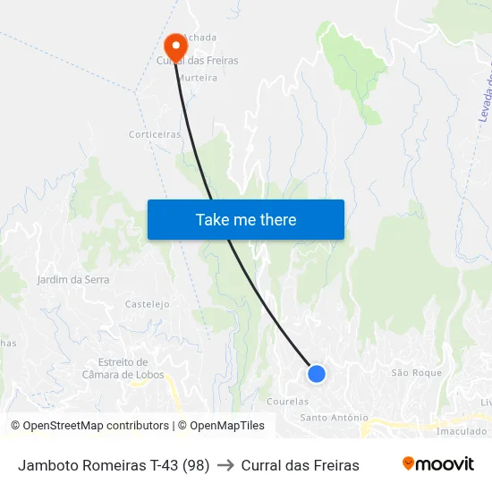 Jamboto  Romeiras  T-43 (98) to Curral das Freiras map