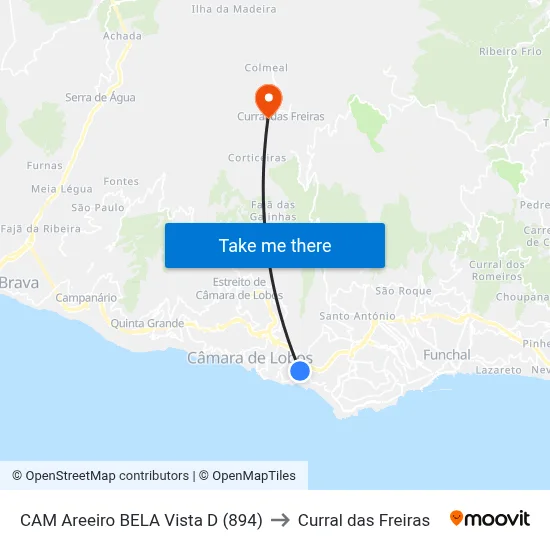 CAM Areeiro  BELA Vista D (894) to Curral das Freiras map
