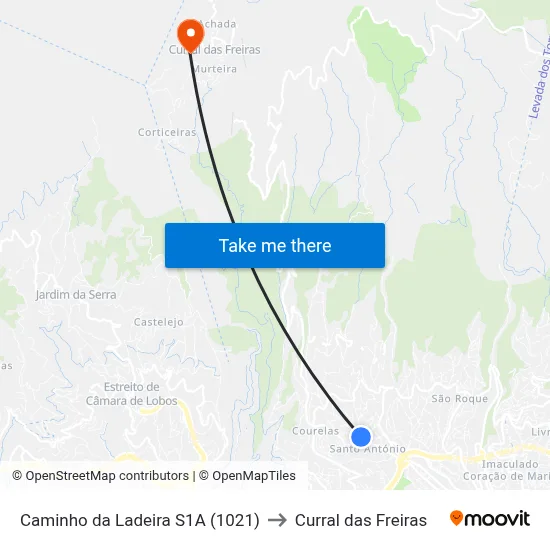 Caminho da Ladeira  S1A (1021) to Curral das Freiras map