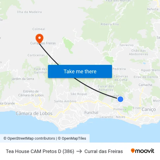 Tea House  CAM Pretos  D (386) to Curral das Freiras map