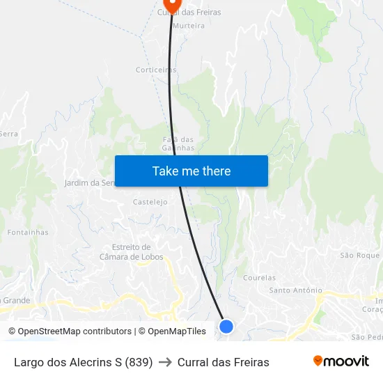Largo dos Alecrins  S (839) to Curral das Freiras map