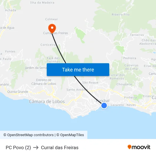 PC Povo (2) to Curral das Freiras map