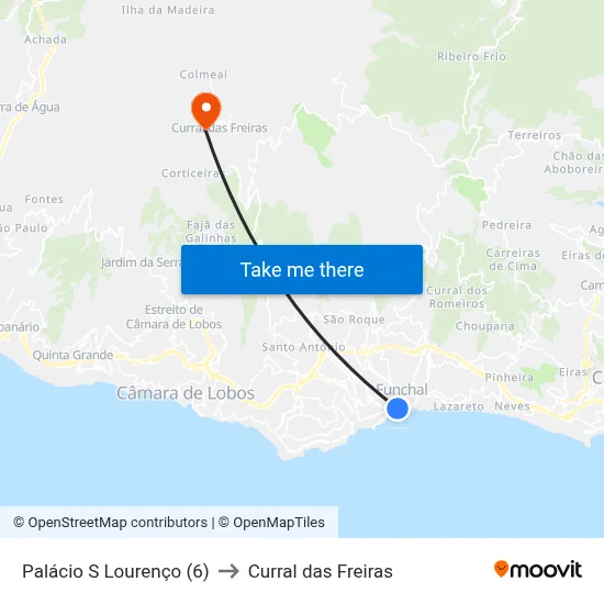 Palácio S Lourenço (6) to Curral das Freiras map