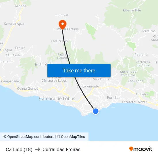 CZ Lido (18) to Curral das Freiras map
