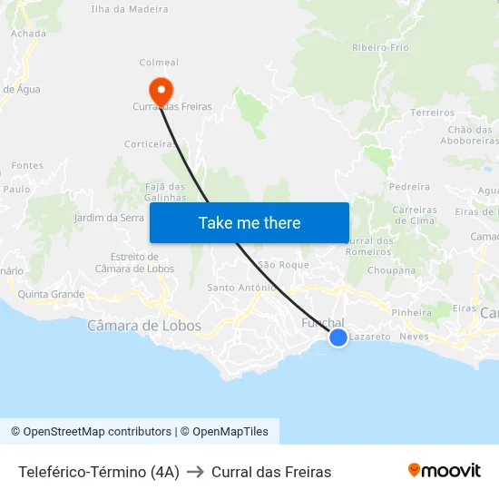 Teleférico-Término (4A) to Curral das Freiras map