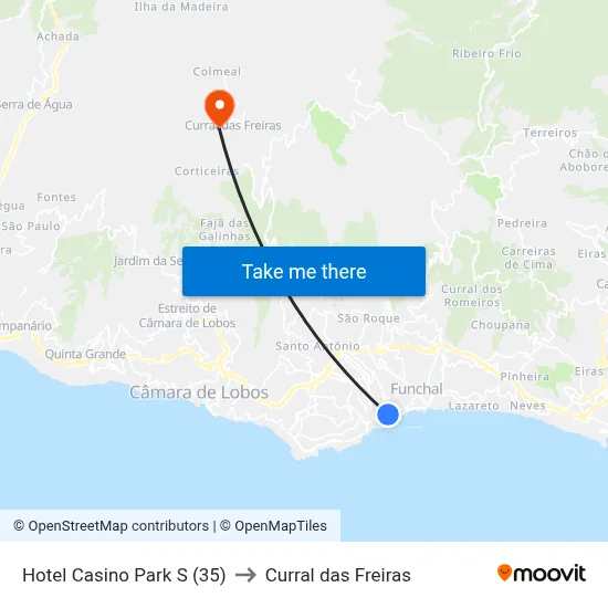 Hotel Casino Park  S (35) to Curral das Freiras map