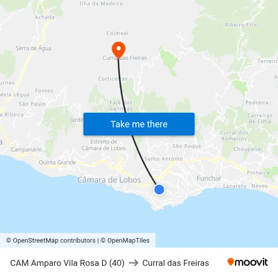 CAM Amparo  Vila Rosa  D (40) to Curral das Freiras map