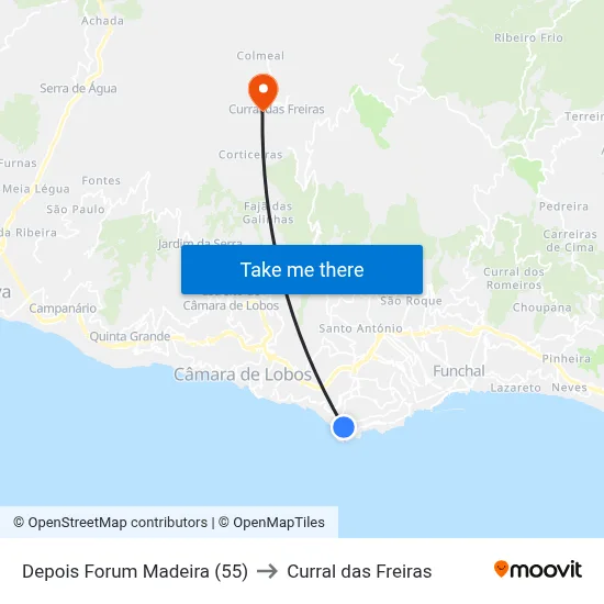 Depois Forum Madeira (55) to Curral das Freiras map