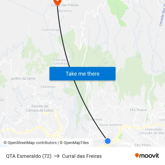 QTA Esmeraldo (72) to Curral das Freiras map