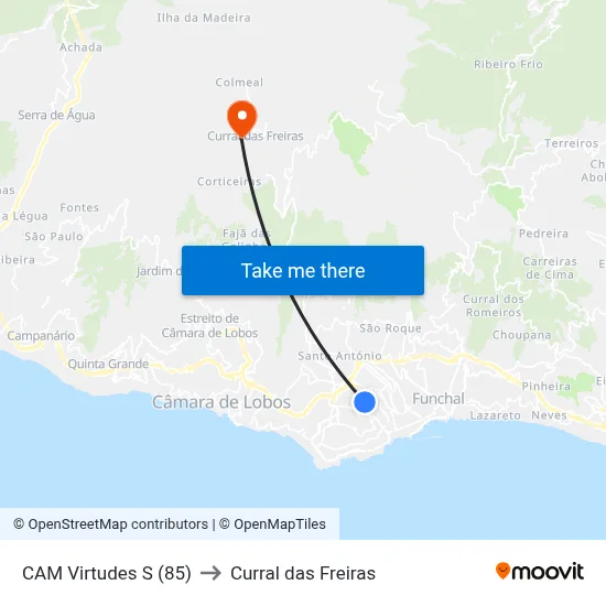 CAM Virtudes  S (85) to Curral das Freiras map