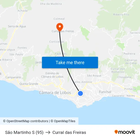 São Martinho  S (95) to Curral das Freiras map