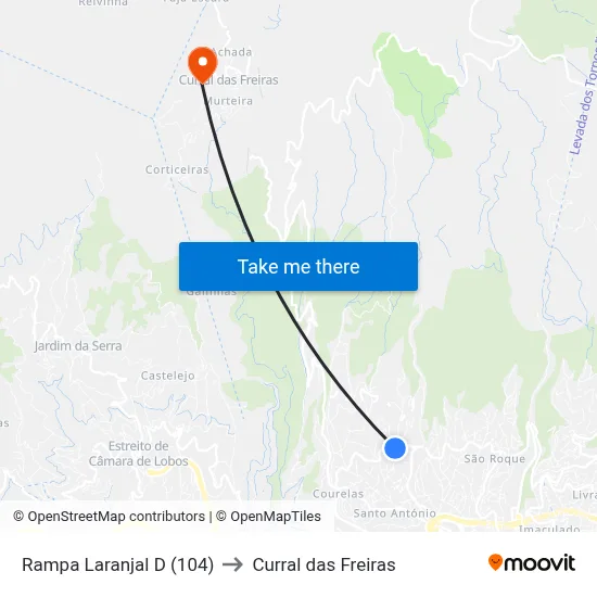 Rampa  Laranjal  D (104) to Curral das Freiras map