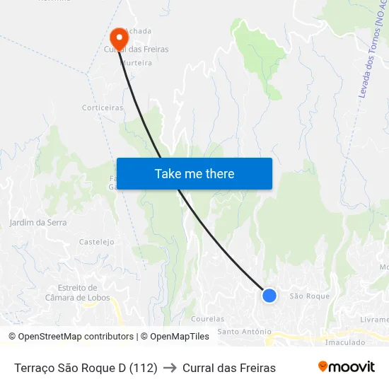 Terraço  São Roque  D (112) to Curral das Freiras map