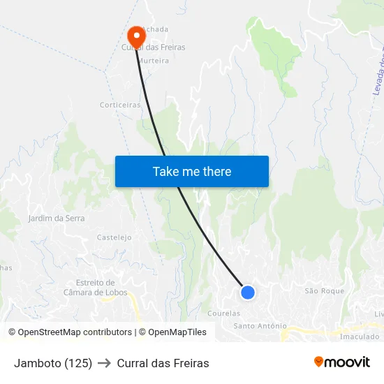 Jamboto (125) to Curral das Freiras map