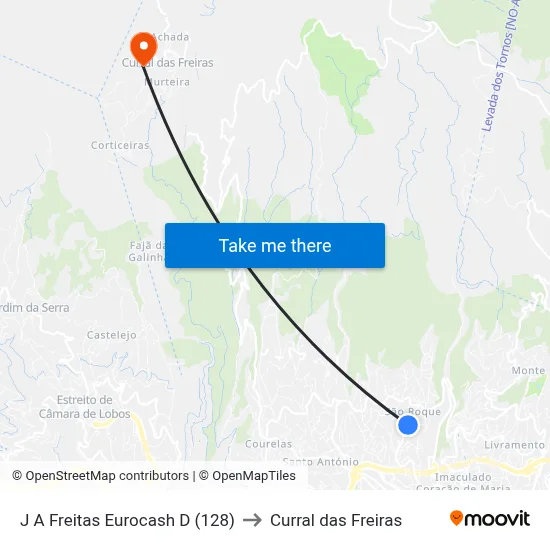 J A Freitas  Eurocash  D (128) to Curral das Freiras map