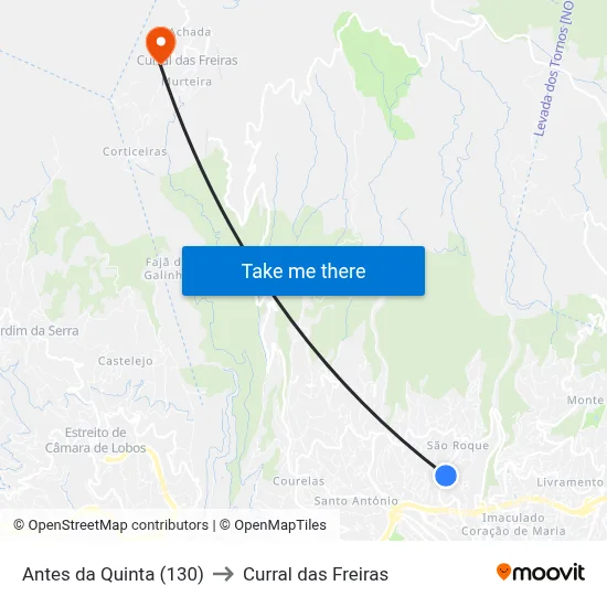 Antes da Quinta (130) to Curral das Freiras map