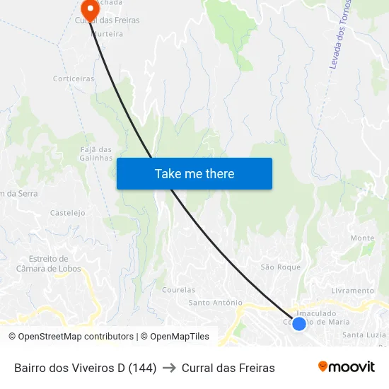 Bairro dos Viveiros  D (144) to Curral das Freiras map