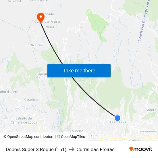 Depois Super S Roque (151) to Curral das Freiras map