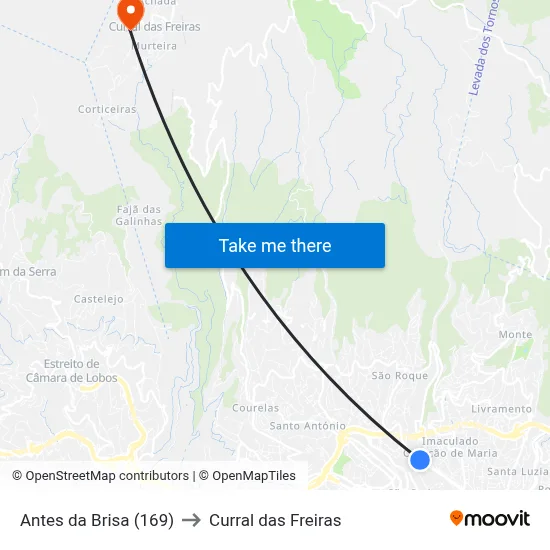 Antes da Brisa (169) to Curral das Freiras map