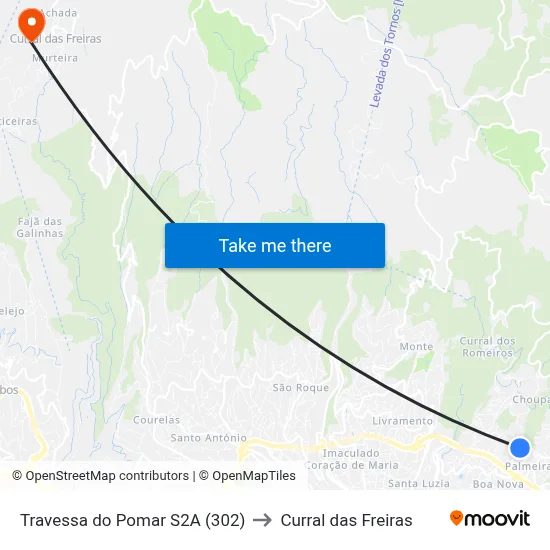 Travessa do Pomar  S2A (302) to Curral das Freiras map