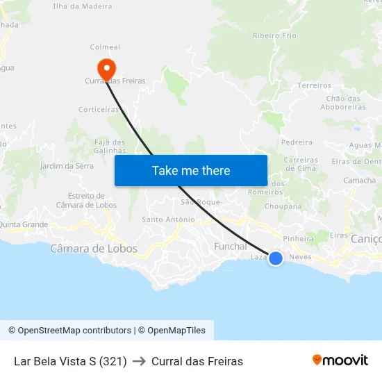 Lar Bela Vista  S (321) to Curral das Freiras map
