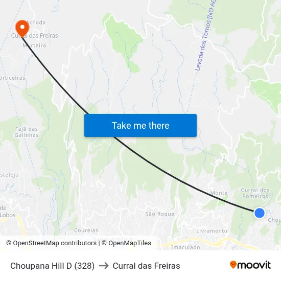 Choupana Hill  D (328) to Curral das Freiras map