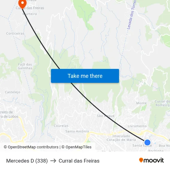 Mercedes  D (338) to Curral das Freiras map