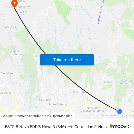 ESTR B Nova  EDF B Nova D (346) to Curral das Freiras map