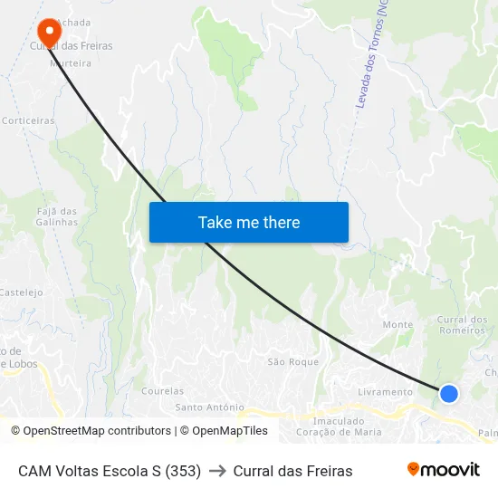 CAM Voltas  Escola  S (353) to Curral das Freiras map