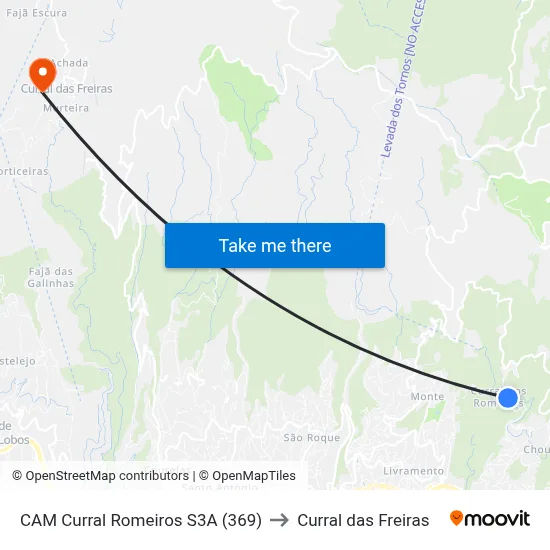 CAM Curral Romeiros  S3A (369) to Curral das Freiras map