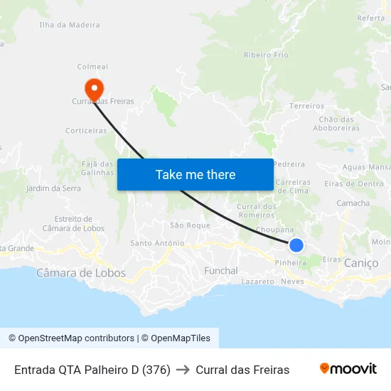 Entrada QTA Palheiro  D (376) to Curral das Freiras map