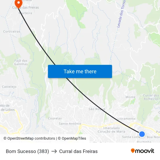 Bom Sucesso (383) to Curral das Freiras map