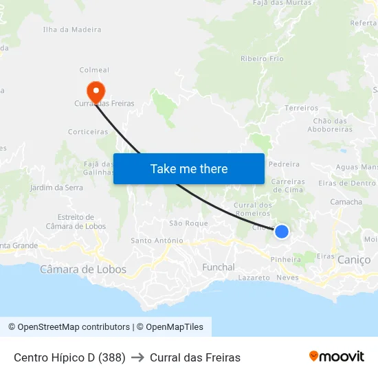 Centro Hípico  D (388) to Curral das Freiras map