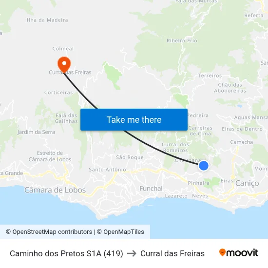 Caminho dos Pretos  S1A (419) to Curral das Freiras map