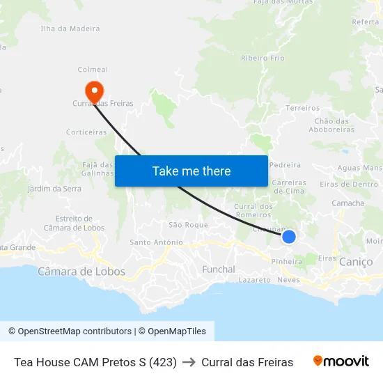 Tea House  CAM Pretos  S (423) to Curral das Freiras map