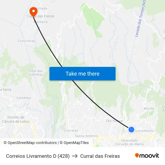 Correios Livramento  D (428) to Curral das Freiras map