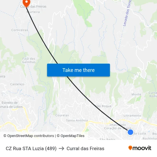 CZ Rua STA Luzia (489) to Curral das Freiras map